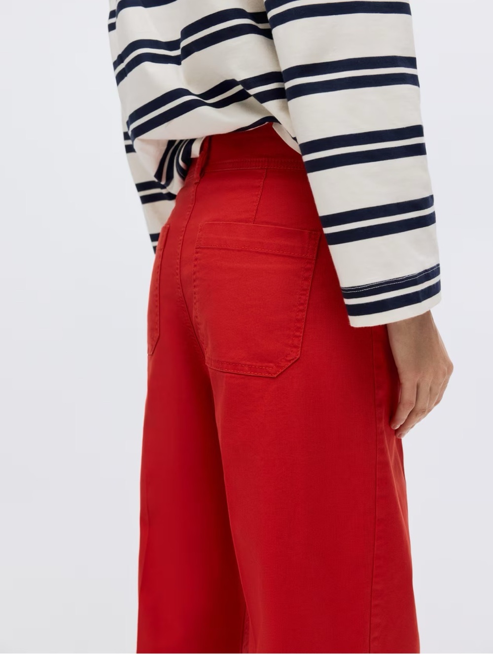 H&M Canvas Trousers Red Wide Leg Pants Jeans Size 2 New July Summer Straight Leg - Picture 4 of 16